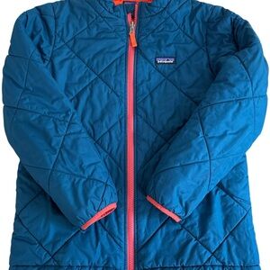 Patagonia Teal Quilted Jacket with Orange Accents